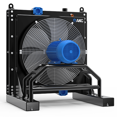 Blue and black AKG HD series oil cooler